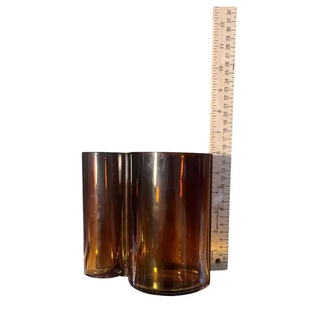 Iittala Alvar Aalto Savoy Style Amber Brown Art Glass Bud Vase